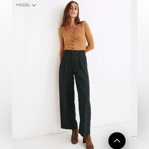 Madewell Drapey Pleated Wide-Leg
Pants Black Size 6.